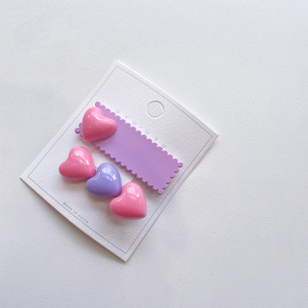 Заколки сиреневые. Сердечки. 2шт