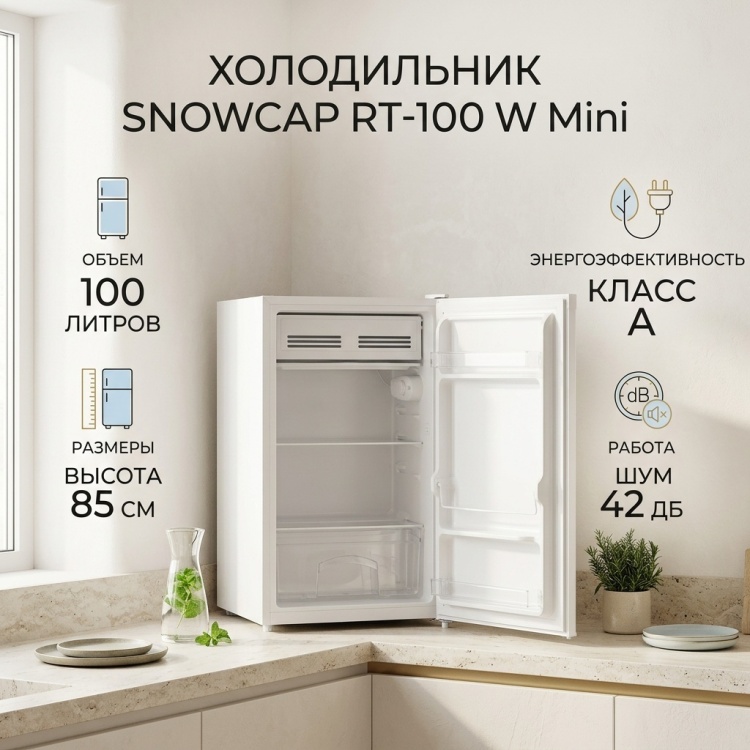 Холодильник SNOWCAP RT-100 W Mini (узкий) белый