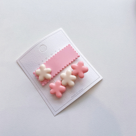 Заколки розовые. Цветочки. 2шт