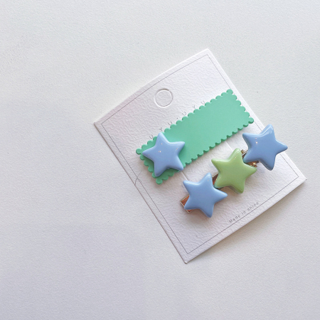 Заколки зеленые. Звездочки. 2шт