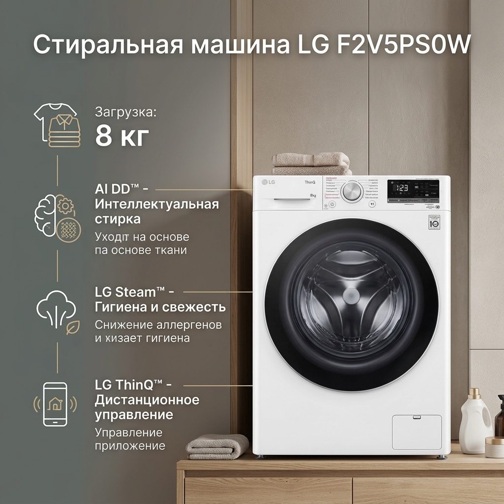 Стиральная машина LG F2V5PS0W