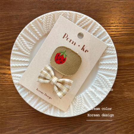 Заколки, бежевая, бантик 2шт