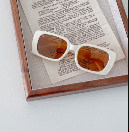 Очки солнцезащитные, квадратные, айвори