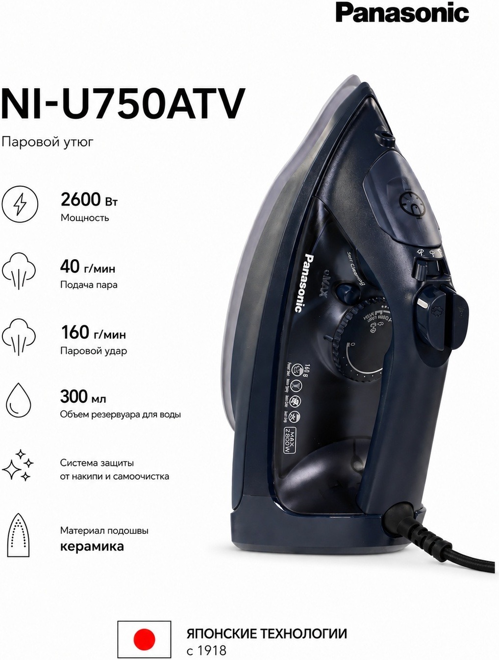 Утюг Panasonic NI-U750ATV синий