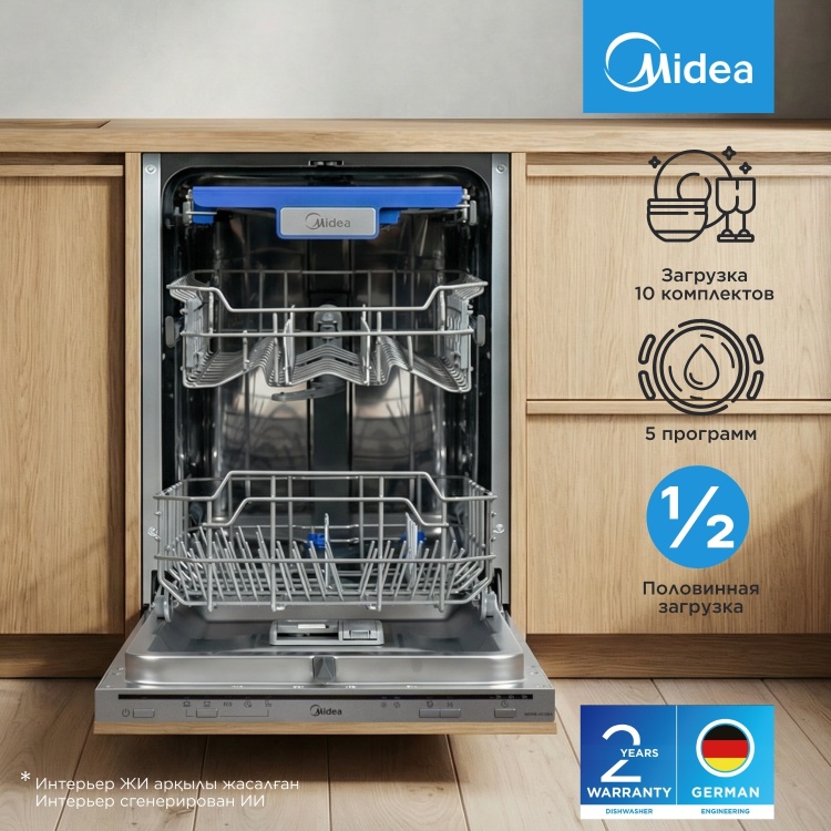 Посудомоечная машина Midea MDWB-4515BA серый