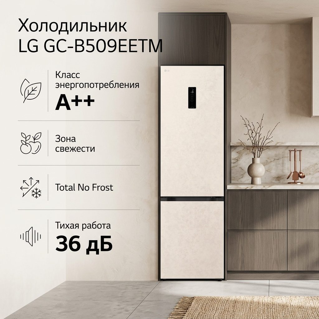 Холодильник LG 509 GC-B509EETM бежевый