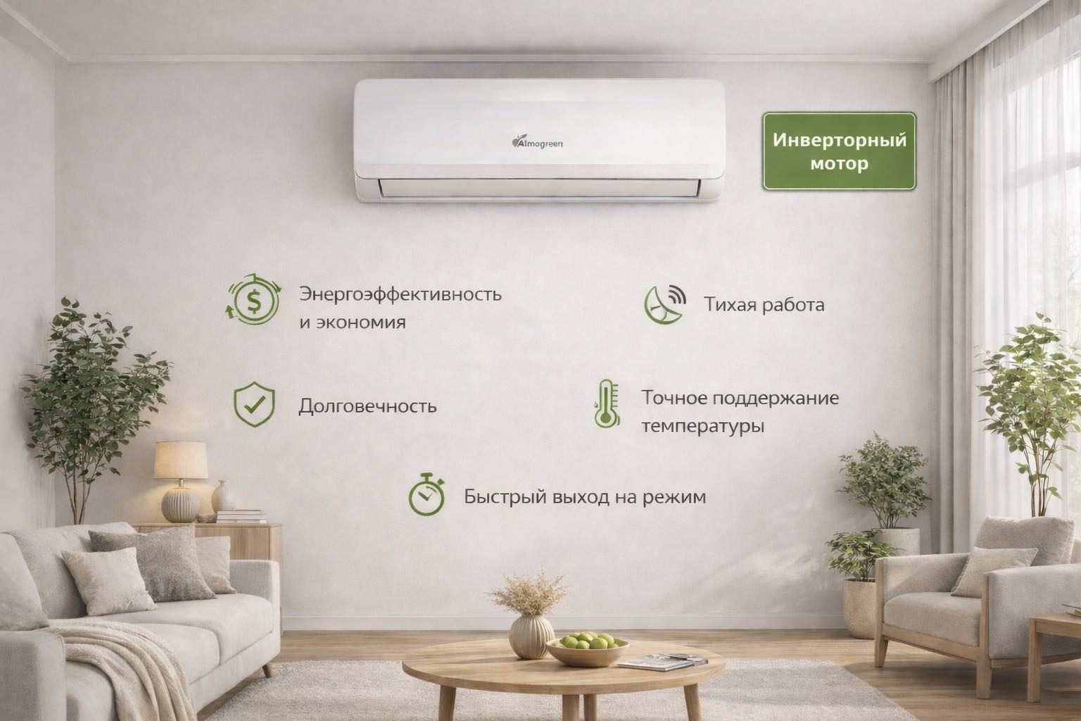 Almagreen AL 24000BTU - INV белый + монтажный комплект