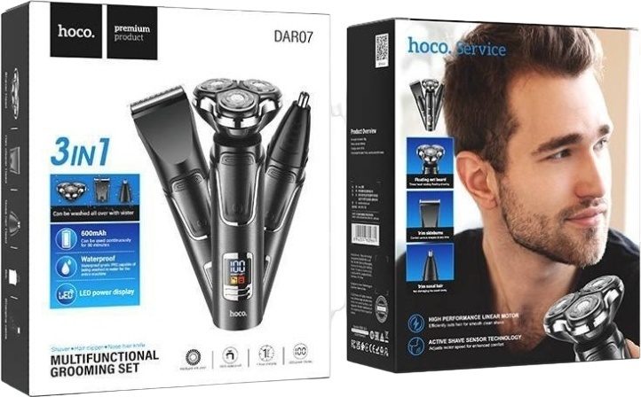 DAR07 HOCO 3in1 (БЕСПРОВОДНАЯ МАШИНКА ДЛЯ СТРИЖКИ ВОЛОС/БОРОДЫ/НОСА)