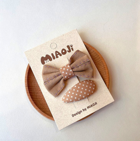 Заколки Miaoji , коричневые , горошек (2 шт)