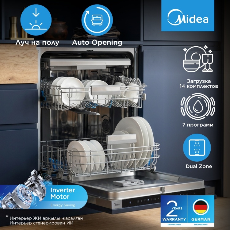Посудомоечная машина Midea MDWB-6018TF серебристый