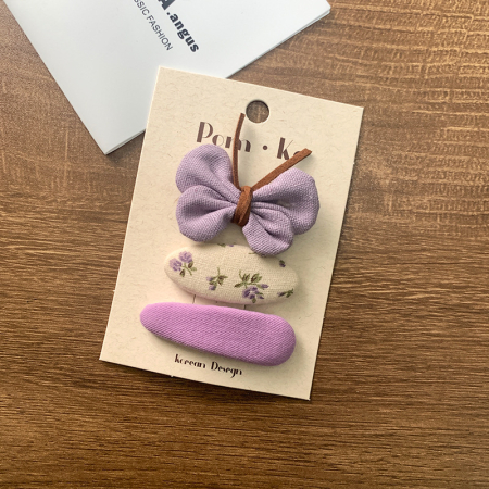 Заколки, сиреневя бабочка, 3шт