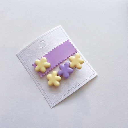 Заколки сиреневые. Цветочки. 2шт